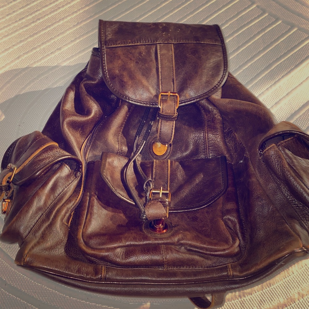Authentic Leather Backpack Book Bag